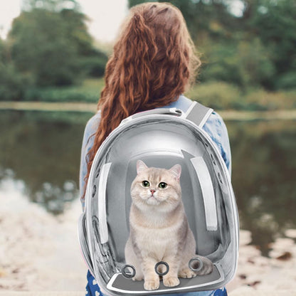 Pet Backpack Carrier with Harness Backpack with Bubble Clear Front for Cats, Small Dogs, Bunnies etc with Harness Included, Pet Carrier for Traveling, Walking, Hiking and Outdoor Activities