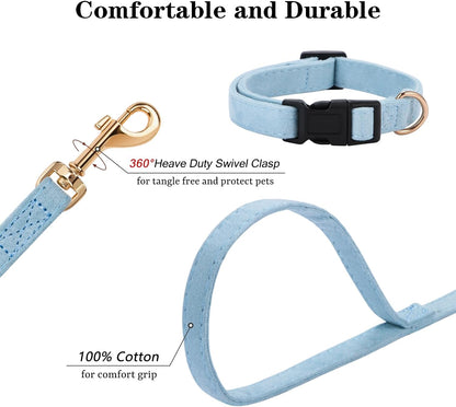 No Pull Dog Harness- Lightweight, Soft, Adjustable Small Harness Collar and Leash Set, Suitable for Cats Puppy Small and Medium-Sized Dog Outdoor Training and Running (Blue, M)