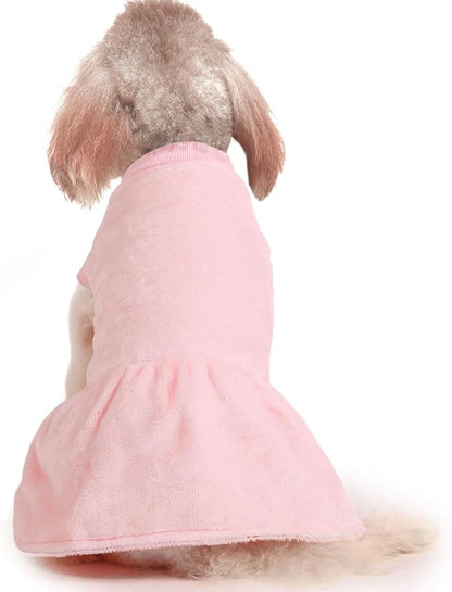 FabriCastle Small Dog Dress Clothes, 3-Pack Sweaters for Small Dogs Girl & Cats, Ultra Soft Warm Pet Coats for Winter, Female Puppy Apparel, Doggy Outfits XXS – XL (Pink,Violet,Rosepink, Large)