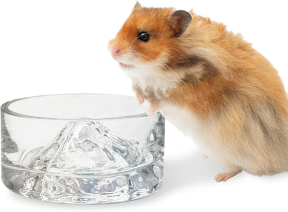 BNOSDM Hamster Food and Water Bowl Mountain Fuji Style Glass Drinking Dwarf Hamster Feeder Anti-Turning Dish for Syrian Hamsters Gerbils Mice Rats or Other Similar-Sized Pets (Colorful)