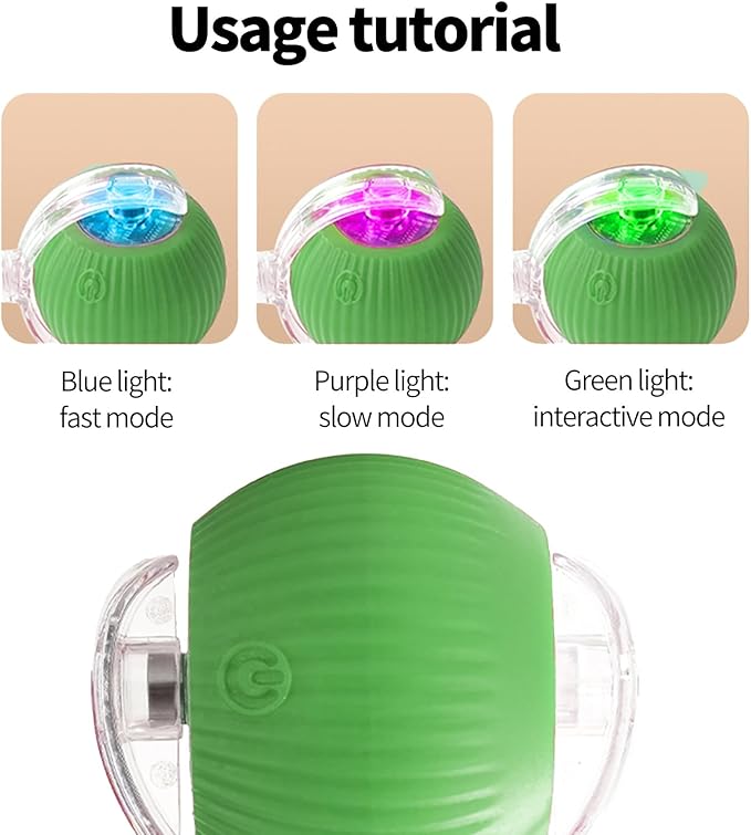 Marchul Interactive Cat Toys Ball, Automatic Moving Cat Toy for Bored Indoor Cats, Active Rolling Ball for Dogs, 360° Smart Pet Toy Fast Rolling on Carpet (Green)