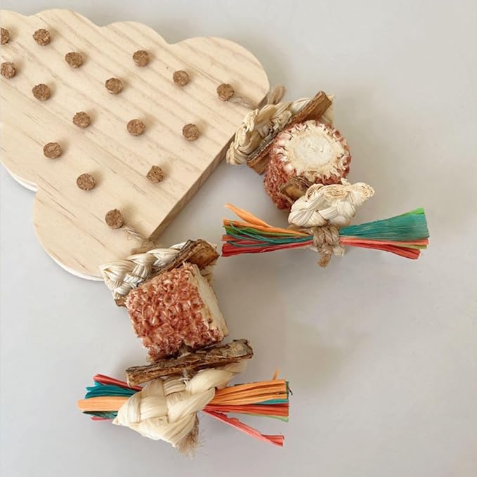 Parrot Chewing Stopper Toy, Wooden Biting Training and Foraging Bird Toys, Cork Treasure Hunt Games for Parakeets Conures Bird Intelligence and Emotions Random Color (B)