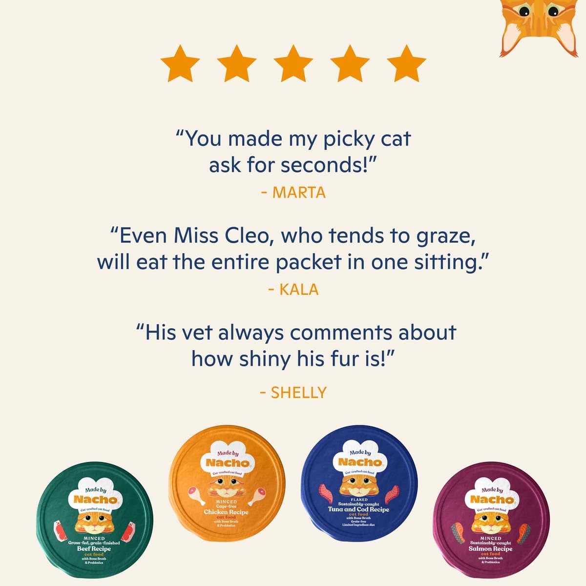 Made by Nacho Wet Cat Food, Minced Tuna and Cod in Bone Broth for Hydration with Prebiotics, High Protein, 2.5oz Cups (10 Pack)