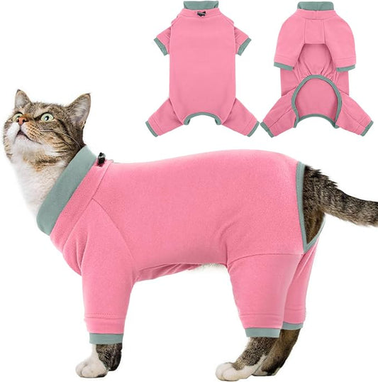 Sticky Cat Clothes Stretchy, Sphynx Hairless Sweater & Pajamas for Cats only, Soft Cat Onesie for Cats After Surgery Female Male & Hair Loss Prevention, Pink XS
