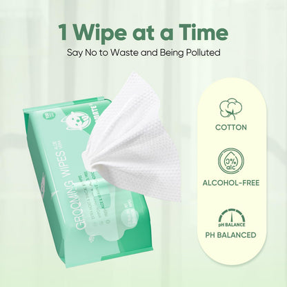 Natural Pet Grooming Wipes, 100 Fresh Counts, Extra Moist & Thick for Dogs & Cats, Puppies & Kittens