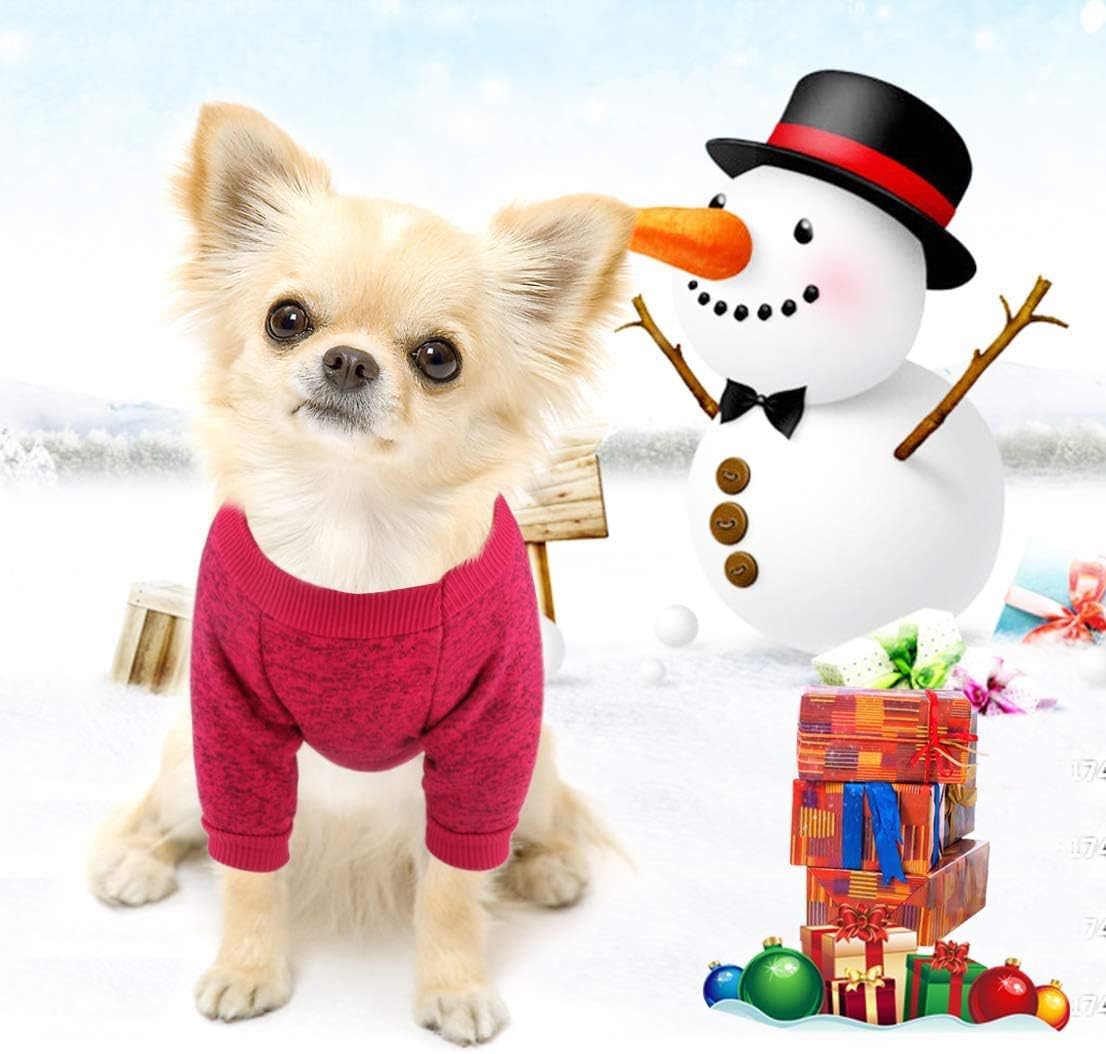 Idepet Pet Dog Classic Knitwear Sweater, Fleece Coat for Small,Medium Dog,Warm Pet Dog Cat ClothesPuppy Customes (XS, WineRed)