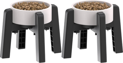 CZPET Dog Bowl Stand with Adjustable Width [2 Pack, Stand Only], Elevated Pet Water & Food Feeder for Medium Pets, Stable and Anti-Slip Raised Bowl