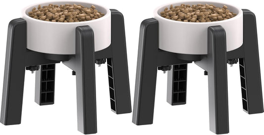 CZPET Dog Bowl Stand with Adjustable Width [2 Pack, Stand Only], Elevated Pet Water & Food Feeder for Medium Pets, Stable and Anti-Slip Raised Bowl