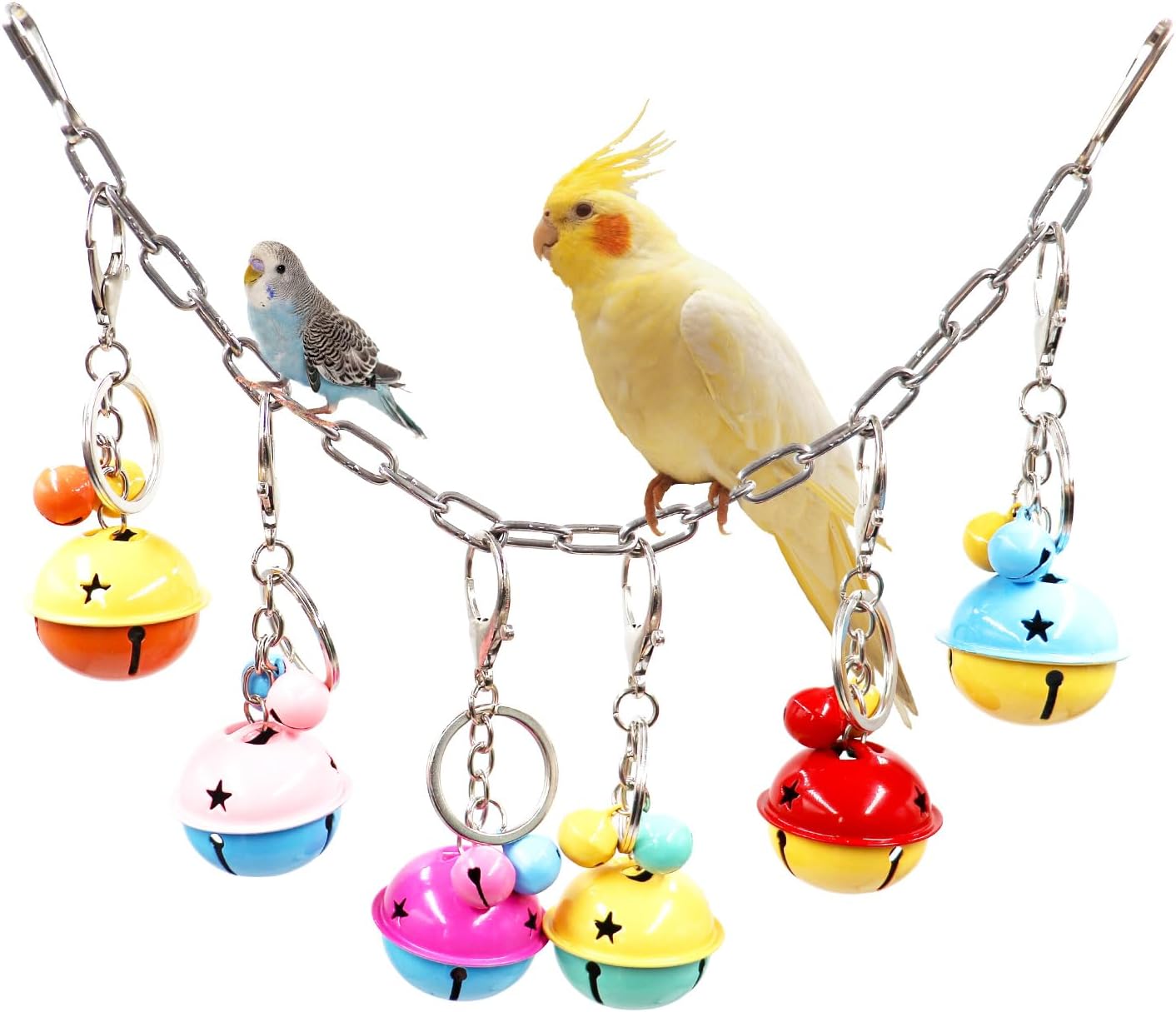 Bird Toys, Bird Swing with Metal Coloful Bells, Bird Cage Accessories, Parakeet Toys, Parrot Toys for Budgie, Lovebird, Parakeet, Cockatiel, Quaker, Caique, Small to Medium Birds