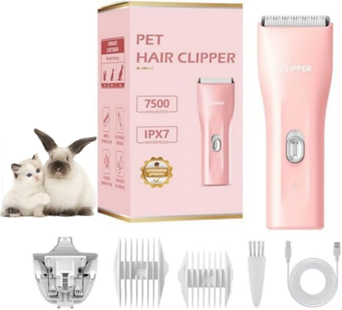 Dog Grooming Cilppers,Handy & Powerful Pet Electric Hair Trimmer Kits Waterproof Cordless Rechargeable Grooming Shavers for Small Dogs and Cats