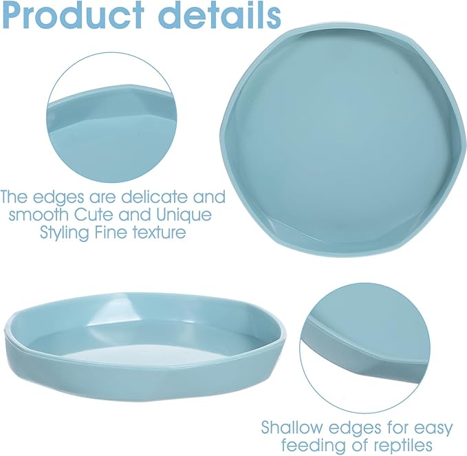 4 Pack Reptile Bowl, Round Plastic Reptile Dish,Food Dishes Lizard Tank,Lizard Water Bowl for Gecko, Bearded Dragon, Chameleon, 4.45" W x 4.45" D x 0.6" H, Muticolors