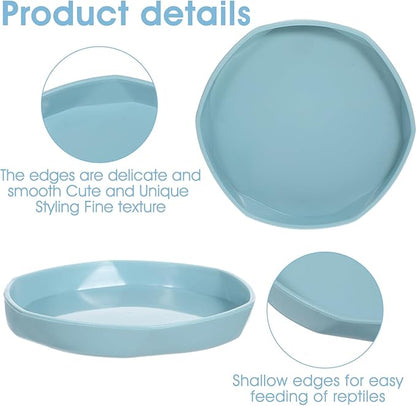 4 Pack Reptile Bowl, Round Plastic Reptile Dish,Food Dishes Lizard Tank,Lizard Water Bowl for Gecko, Bearded Dragon, Chameleon, 4.45" W x 4.45" D x 0.6" H, Muticolors