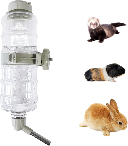 33oz Rabbit No Drip Water Bottle,Bunny Hanging Leakproof Water Dispenser,Guinea Pig Automatic Feeder,Ferret Cages Crate Accessories for Bunny Chinchilla Hedgehog Squirrels (Green)