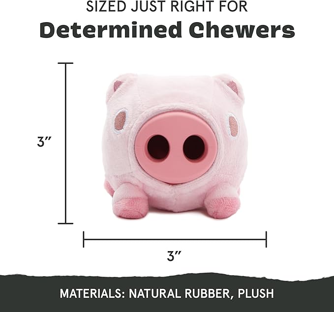 Barkbox Hambone Super Chewer Tough Dog Chew Toy for Aggressive Chewers, Plush Cover with Rubber Core - 2 Toys in 1 – Two Layer Treat Dispensing Dog Toy for Large Dogs