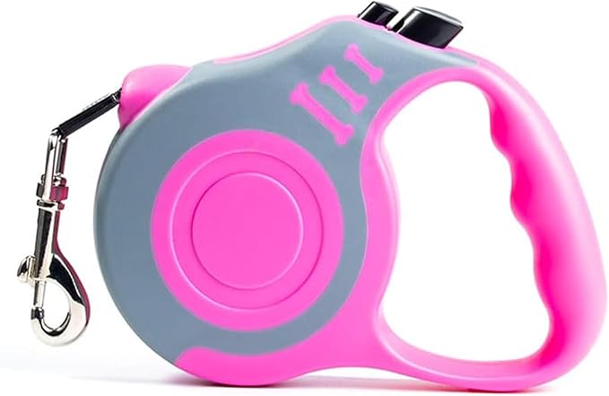 Retractable Dog Leash Lightweight 10/16FT Leash with Non-Slip Handle, for Small Dogs Puppy(Gray Pink, 10FT)