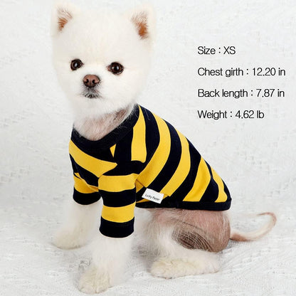 Dog Cotton Shirts for Small and Large Dogs Rugby Striped T-Shirts Soft Breathable Dog Shirt pet Clothes (Medium, Yellow/Navy)