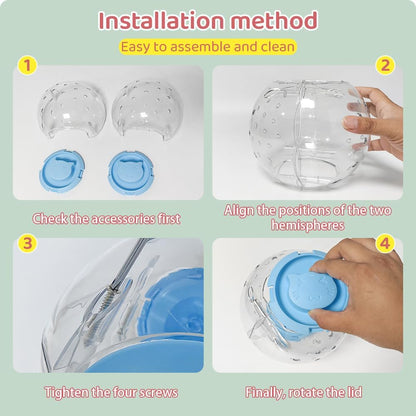 Bird Toys Parrot Running Ball for Small Birds Transparent Breathable Large Space for Parakeets, Conures, Budgies, and Lovebirds, Diameter 7.1-inch