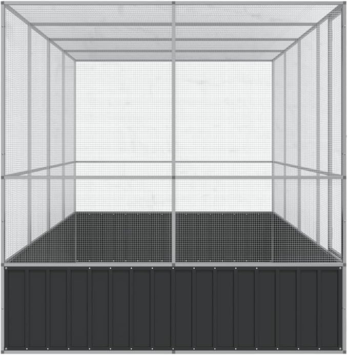 Galvanized Steel Large Flight King Bird Cage with Extension, Steel Outdoor Aviary, Outdoor Indoor Large Bird Cage Aviary Pet House for Cockatiels African Parakeets, 164.6"x81.5"x83.5",-310