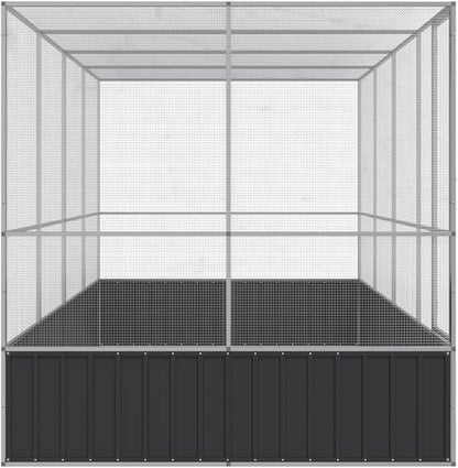 Galvanized Steel Large Flight King Bird Cage with Extension, Steel Outdoor Aviary, Outdoor Indoor Large Bird Cage Aviary Pet House for Cockatiels African Parakeets, 164.6"x81.5"x83.5",-310