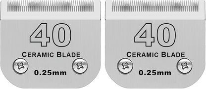2 Pack Detachable Pet Dog Grooming Clipper Ceramic Blade,Compatible with Andis Size 40 Cut Length 1/100"(0.25mm),Compatible with Oster A5,Wahl KM Series Clippers