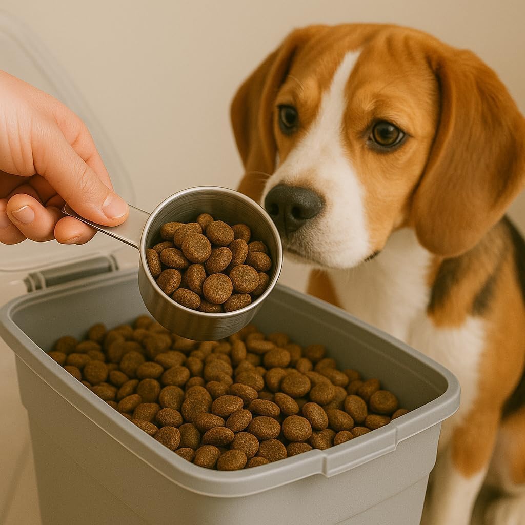 Color Up 2 Scoop (2 Cup / 480 ml) Stainless Steel Pet Food Measuring Scoop for Dogs, Cats, Rabbits & Birds – Dual Pour Spouts, Ergonomic Handle, Dishwasher Safe