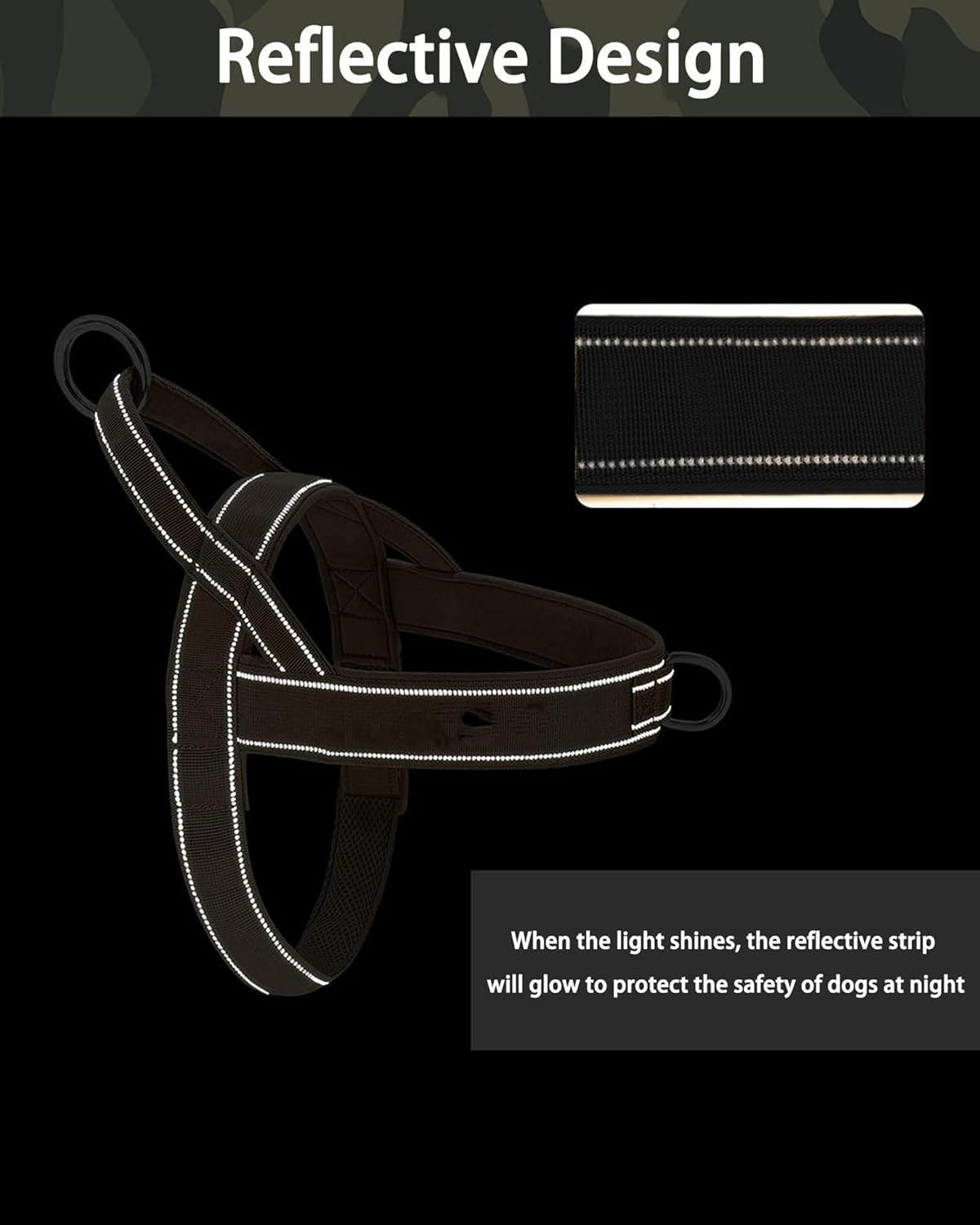 Green No Pull Dog Harness for Small Medium Large Sized Dog, Reflective Escape Proof Adjustable Dog Harnesses with 2 Patch, L