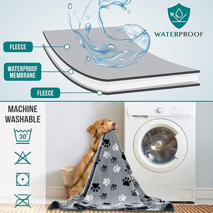 PetAmi Waterproof Dog Blanket for Medium Large Pets Dogs Cats, Pet Couch Cover Protector for Furniture, Reversible Washable Soft Fleece Cat Blanket for Bed Couch Sofa, 40x60 (Taupe/Beige)