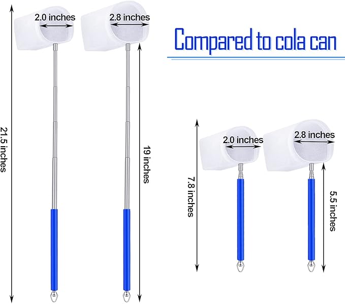 4 Pieces Fish Tank Shrimp Net Extendable Handle Shrimp Net Stainless Steel Small Aquarium Catch Mesh with Adjustable Handle for Aquarium Fish Tank Pond