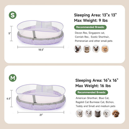 Cat Beds for Indoor Cats, Round Dog Bed for Small Dogs, Puppy, Kitten -Soft Plush Washable Cat Bed Calming with Protective Shield (Purple，21 Inches)