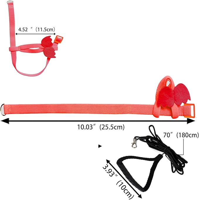 Dnoifne Pet Parrot Bird Harness and Leash, Adjustable Training Design Anti-Bite, Bird Nylon Rope with Cute Wing for Parrots, Suitable for Scarlet, Keck, Mini Macaw and Same Size Birds (red)