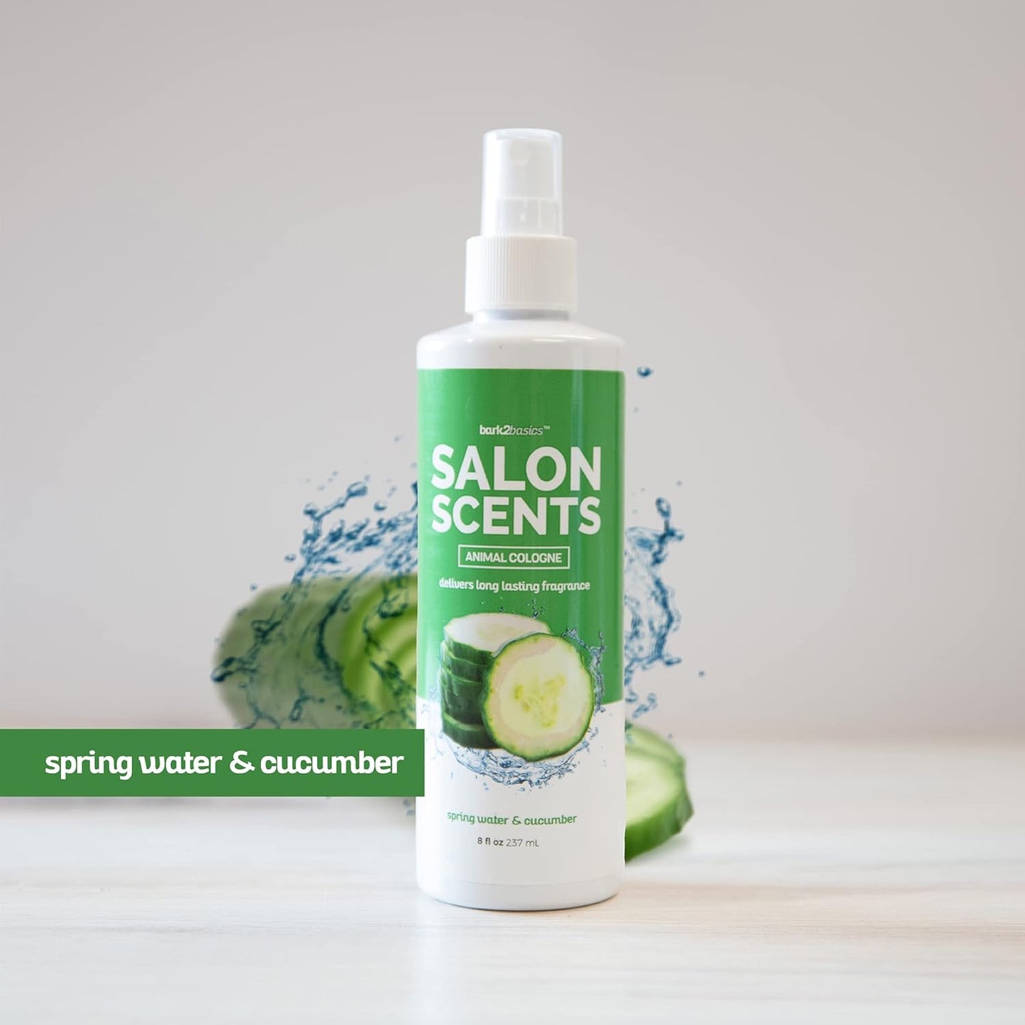 Bark2Basics Salon Scents Pet Grooming Cologne - 8 oz, Natural Professional Groomer Perfume for Dogs and Cats, Long Lasting, Deodorizing, (Spring Water and Cucumber)