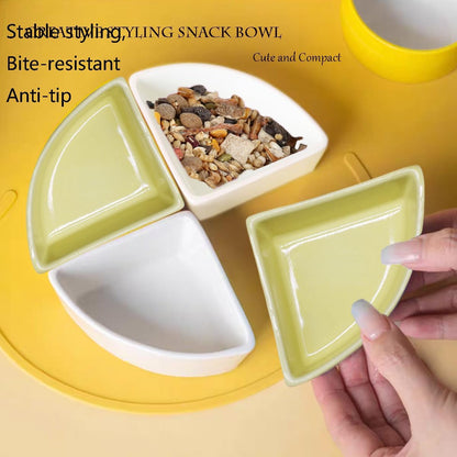 2 Pcs Ceramic Feeding Bowls for Small Pets, Anti-Tip, Anti-Slip and Easy to Clean Hamster Food Bowl,Ideal for Hamster,Gerbil, Sugar Glider, Mice, Chinchilla, Hedgehog(Yellow + White)