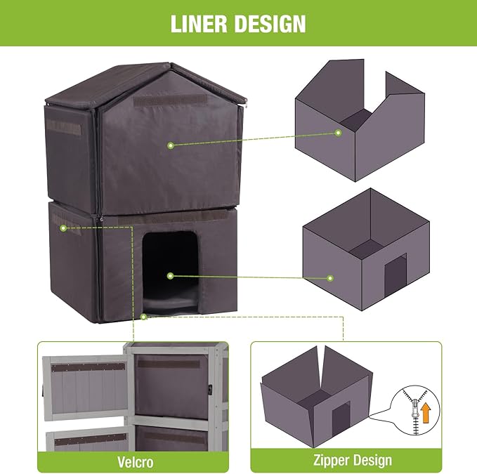 Insulated Cat House for Outdoor Cats Waterproof Feral Kitty Shelter for Winter,Insulation Liner Include…