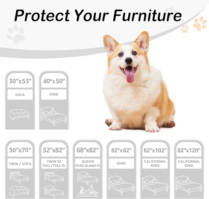 hyha Waterproof Dog Bed Blanket, Soft Pet Blankets, Waterproof Couch Cover for Dogs, Reversible Sofa Covers Washable for Furniture (52x82 Inch, Brown/Brown)