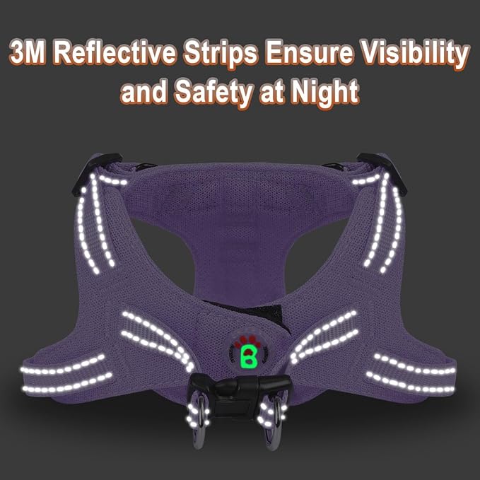 Dog Harness Step in Dog Vest Harness, Reflective Adjustable Puppy No Pull Harness Breathable Soft for Small and Medium Dogs Cats, Violet Purple, XS