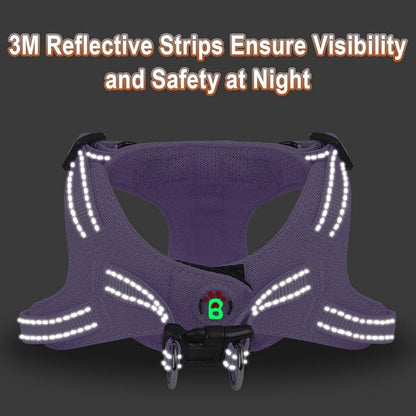 Dog Harness Step in Dog Vest Harness, Reflective Adjustable Puppy No Pull Harness Breathable Soft for Small and Medium Dogs Cats, Violet Purple, XS