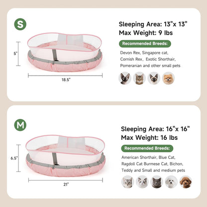 Cat Beds for Indoor Cats, Round Dog Bed for Small Dogs, Puppy, Kitten -Soft Plush Washable Cat Bed Calming with Protective Shield (Pink，21 Inches)