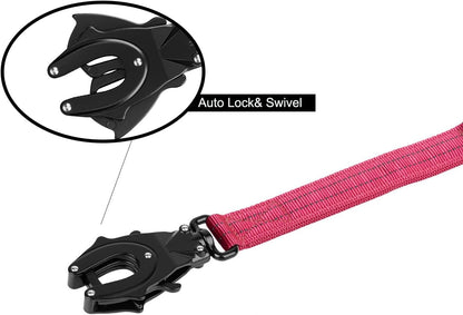 ICEFANG Tactical Dog Leash,K9 Training Walking Bungee Lead with 2 Control Handle,Heavy Duty Quick Release Metal Clasp,for Medium Large Breed (Reflective Rose, 6 FT)