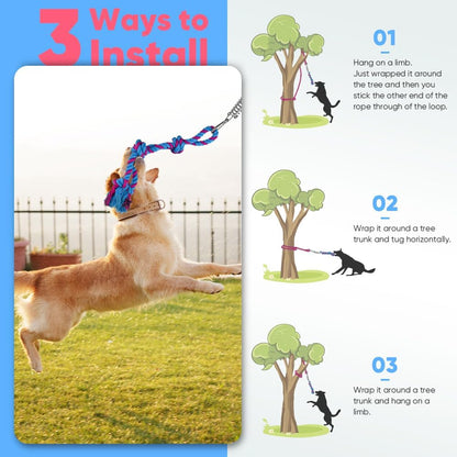 Petbobi Bungee Dog Toy, Outdoor Dog Tug Toy for Pitbull Interactive Exercise, Spring Pole Tug-of-War Toy with Durable Rope, Hanging Toy for Large Dogs to Reduce Boredom, Purple
