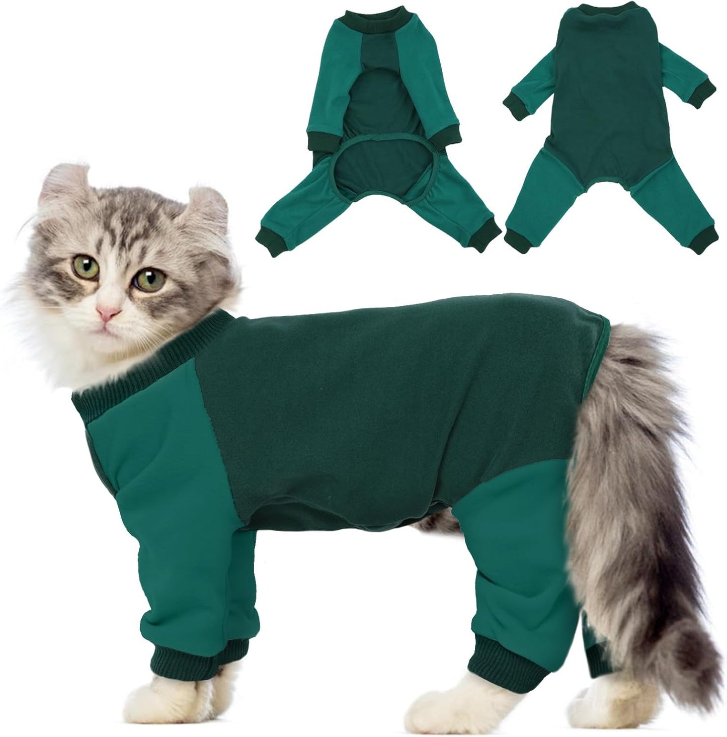 QBLEEV Cat Pajamas for Cats Only, Sticky Hair Cat Clothes, Prevent Lost Fur Kitten Onesie Shirts Costumes Outfits for Daily Wear Parties Photography, Cat Recovery Suit for Cats or Small Dogs
