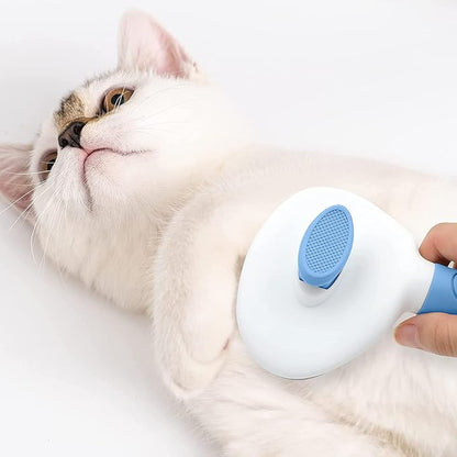 Self Cleaning Slicker Brush, Cat Brushes for Indoor Cats with Metal Comb, Dogs Cats Hair Brushes for Shedding, Pet Kitten Grooming Tool with Release Button for Long or Short Hair by KALAMANDA(Blue)