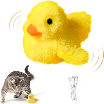 SmartTail Cat Toys Rechargeable Flapping Duck, Lifelike Quacking Sound, Touch Activated Kitten Plush Toy Interactive Cat Exercise Toys for All Indoor Kicker Toys 4.0 Inches
