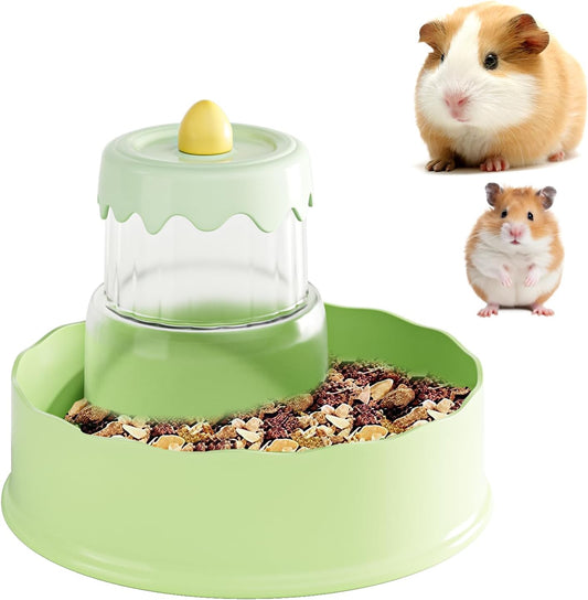 Mini&moe Hamster Food Bowl - Automatic Guinea Pig Feeder No Spill Storage Small Pet Food Dispenser for Gerbil, Rat, Chinchilla, Ferret, Hedgehog