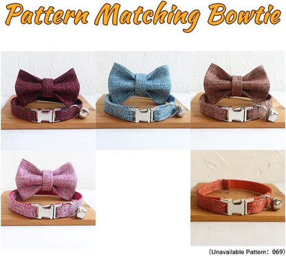 Personalized Cat Collar with Name Plate,Adjustable Tough Nylon Cat ID Collars with Bell,Customize Engraved Pet Name and Phone Number (Suit Style)