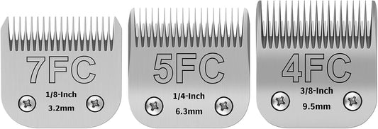 Pet Dog Grooming Detachable Ceramic Blades Kit,Compatible with Andis,Oster A5,Wahl KM10 Clippers,Cut Length 1/8"(3.2mm) to 3/8" (9.5mm),7FC+5FC+4FC