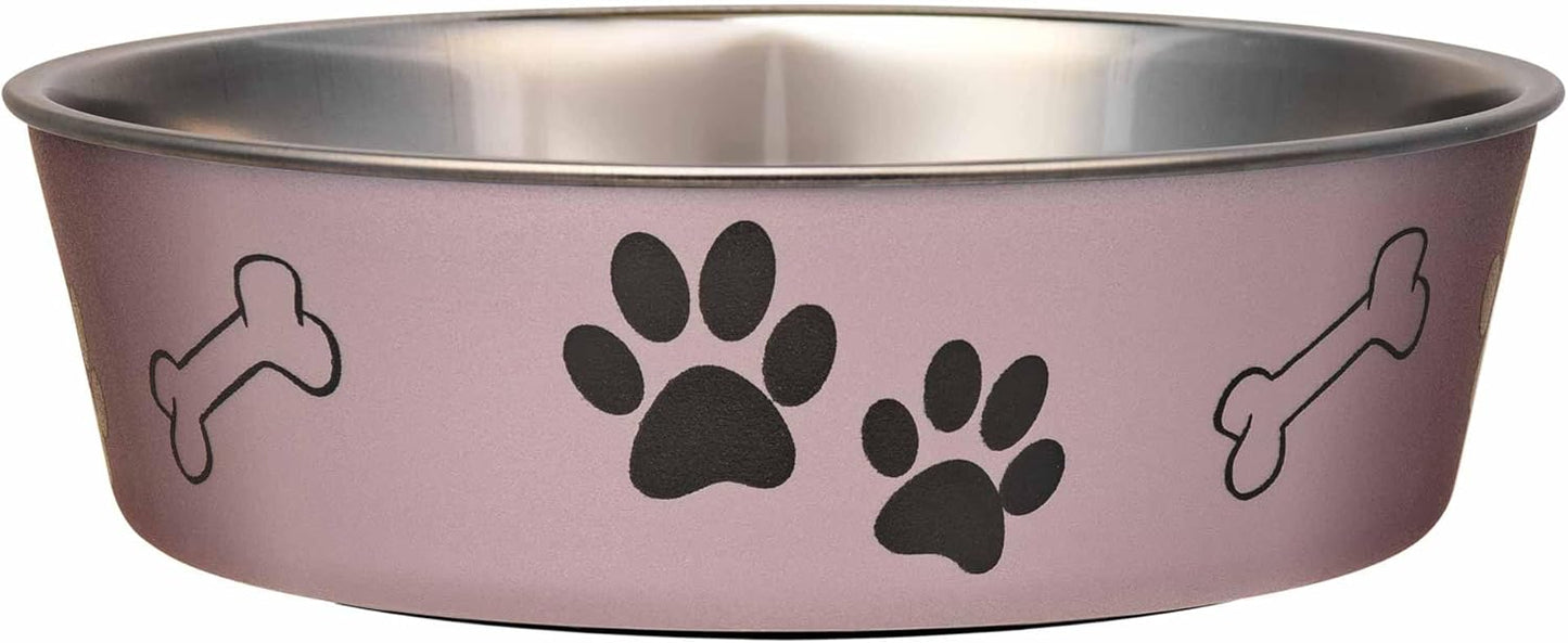 Loving Pets Bella Dog Bowls- Stainless Steel Dog & Cat Bowls - Spill Proof Dog Food Bowl, Cat Bowl, Puppy Essentials & Pet Supplies Great for Home & Travel (Medium 20-35 lbs, Grape)