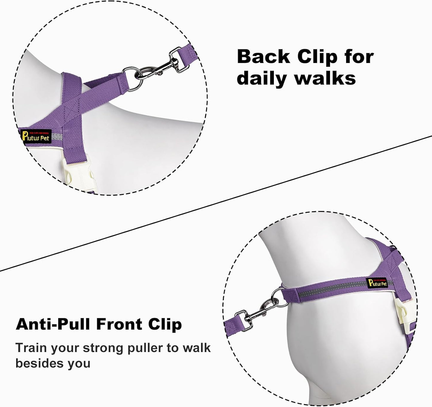 Plutus Pet Cotton Dog Harness and Leash Set, Reflective and Soft Padded, Quick Fit Vest Harness, for Small, Medium and Large Dogs, Medium Purple, XXS