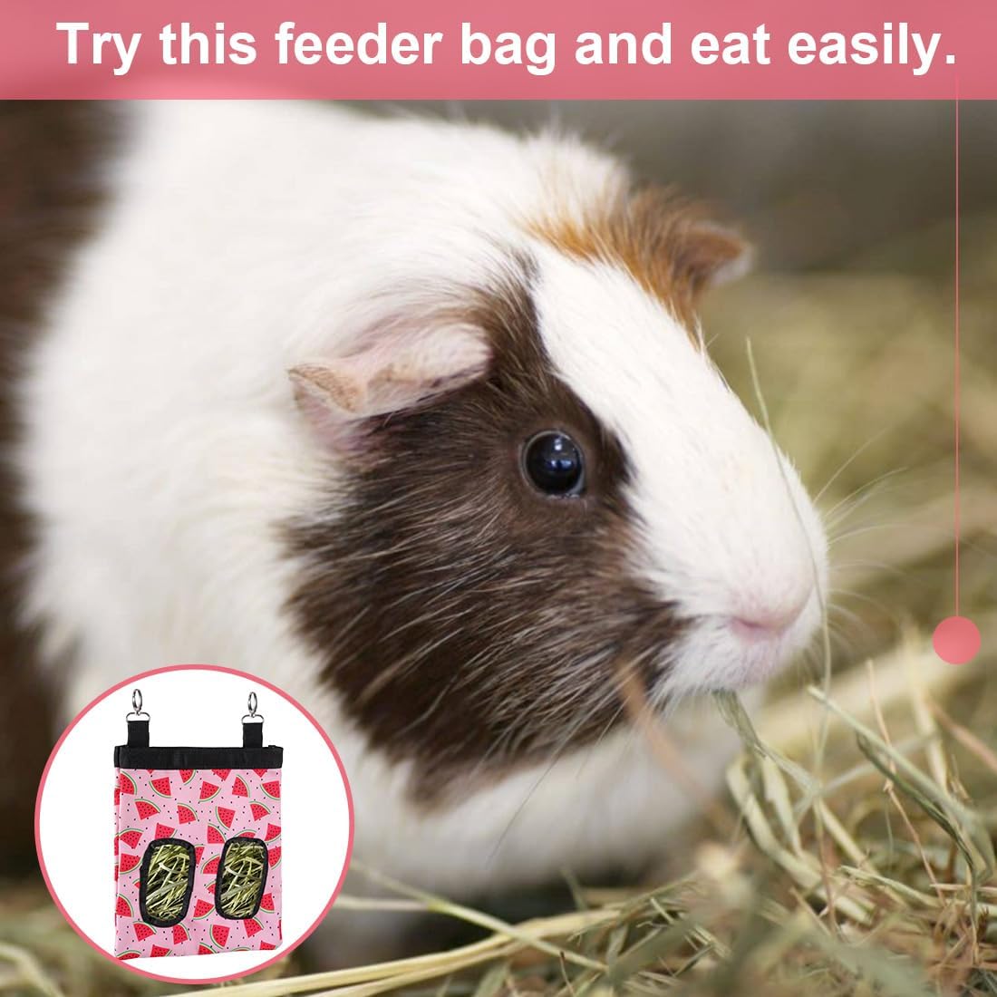 DZWLKJ Guinea Pig Hay Feeder, 600D Polyester, Watermelon, Rabbit Hay Feeder Bag, Guinea Pig, Chinchilla, Hamsters, Small Pets, 1 Pack, Foldable, Lightweight