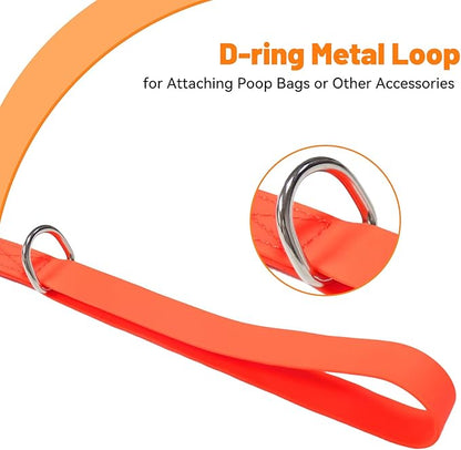 Waterproof Dog Leash, 5/6 FT Durable Odor-Proof Dog Leashes with Strong Metal Hooks Fits Small Medium or Large Dogs (Orange, 6FT - 1 inch Width)