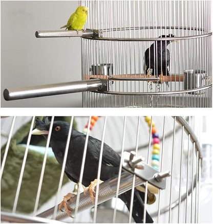 Bird Perch Stainless Steel Stand Parrot Rod Grinding Claws Trimming Beak Nails Grinding Stick Exercise Platform for Parakeet Cockatiel Conure African Grey Macaw Finch Bird Cage Accessories (XL)